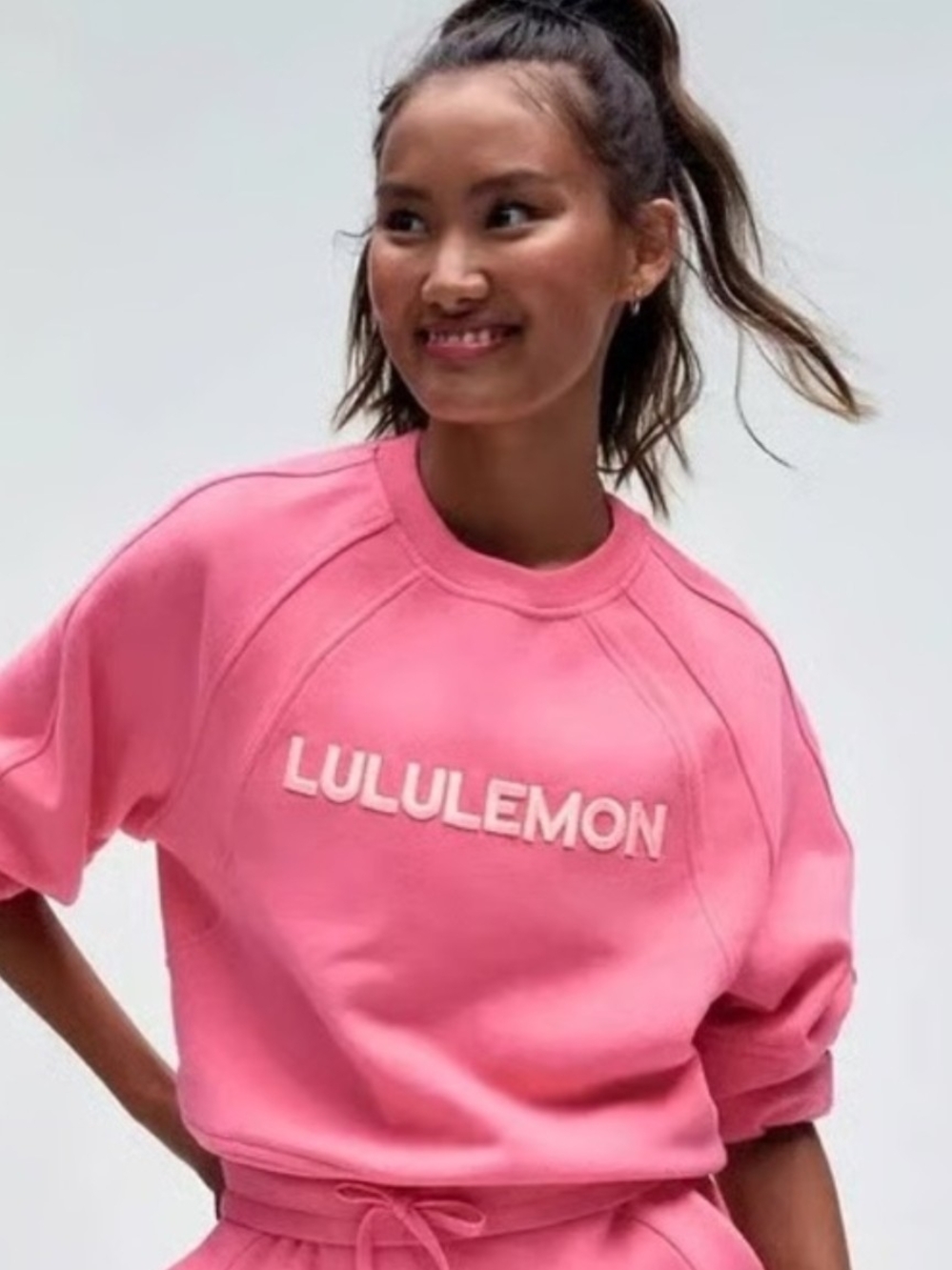 Lululemon Bright Pink Logo Crew Sweatshirt